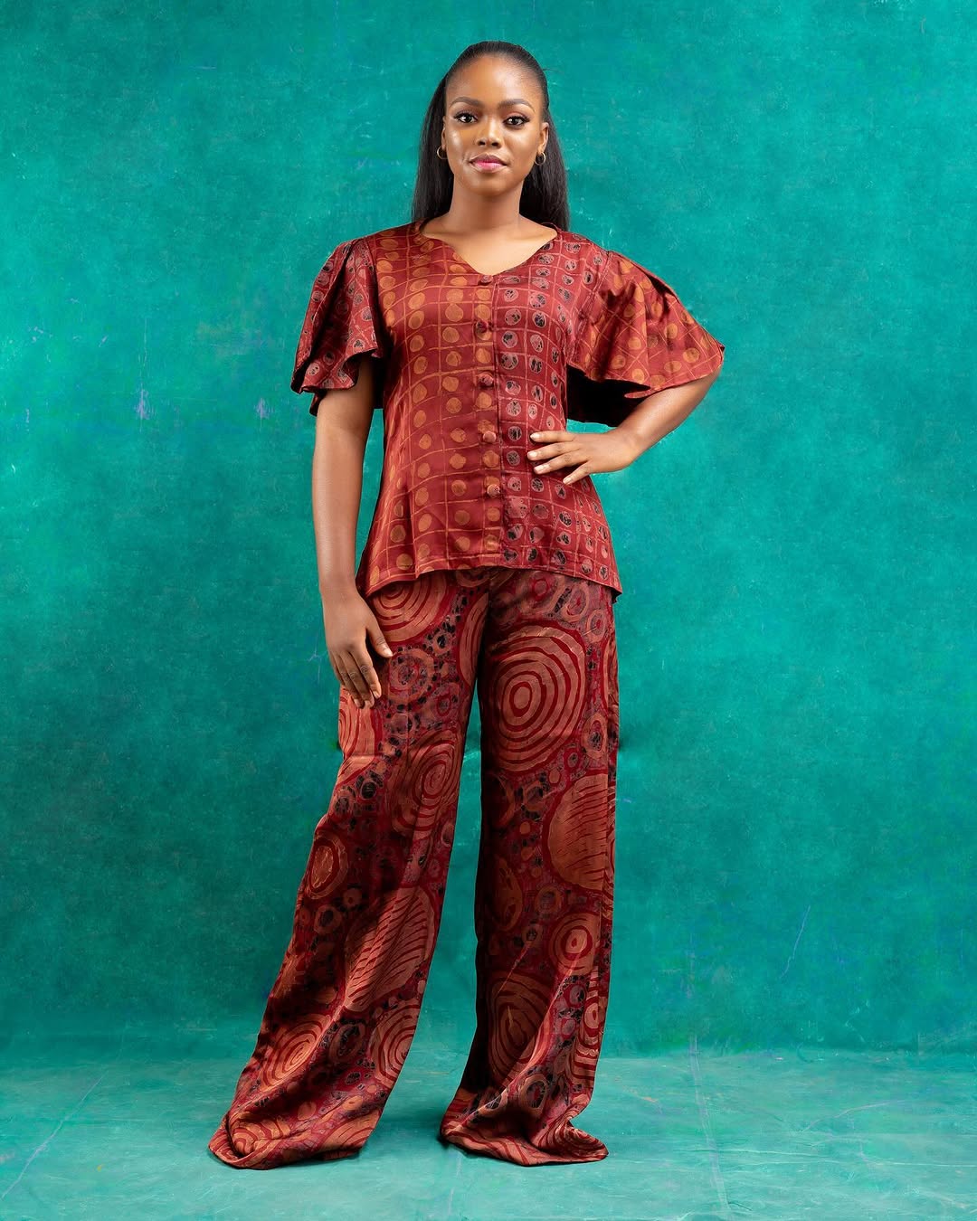 Rust Spiral Peplum Set