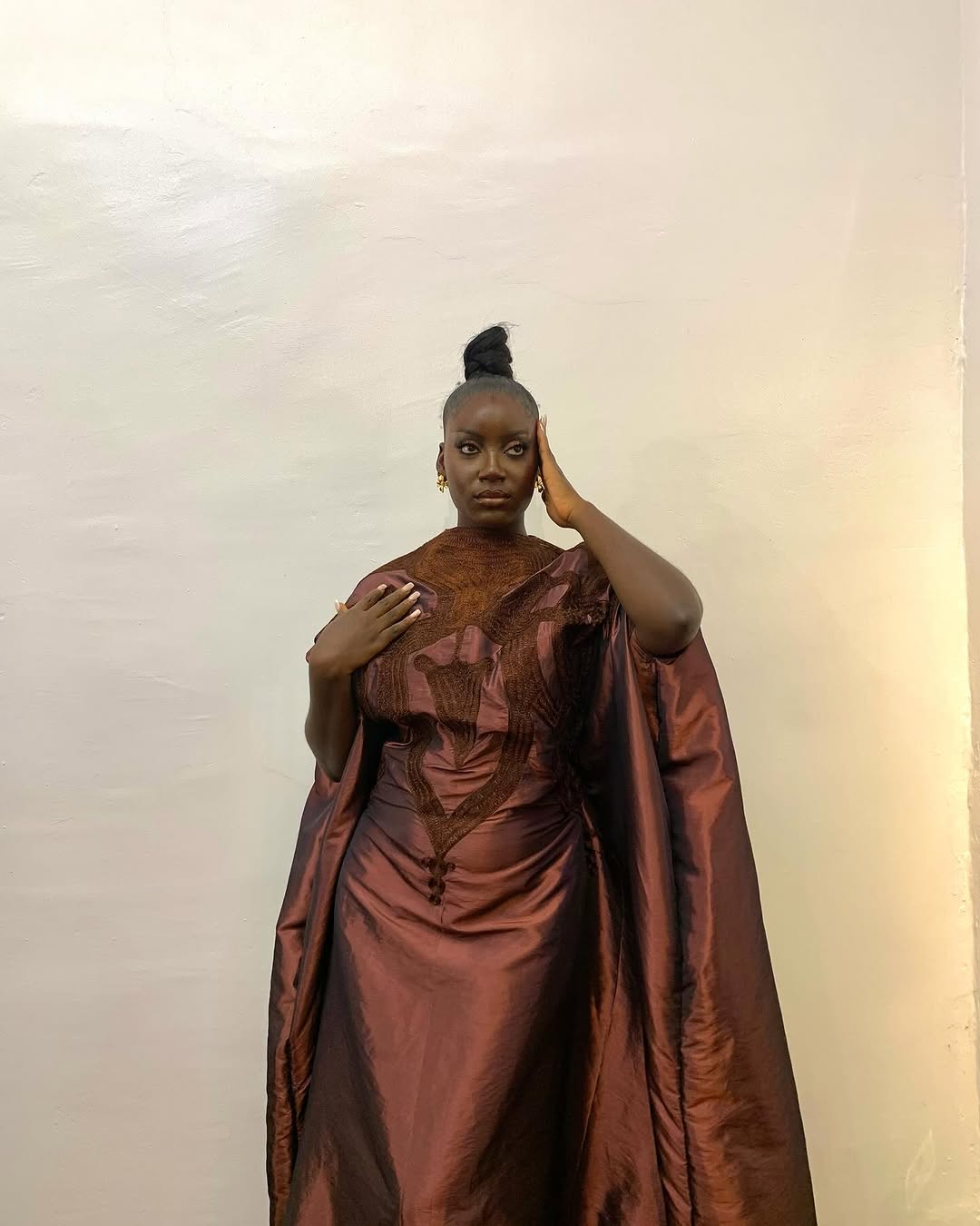 Copper Satin Wrap Dress