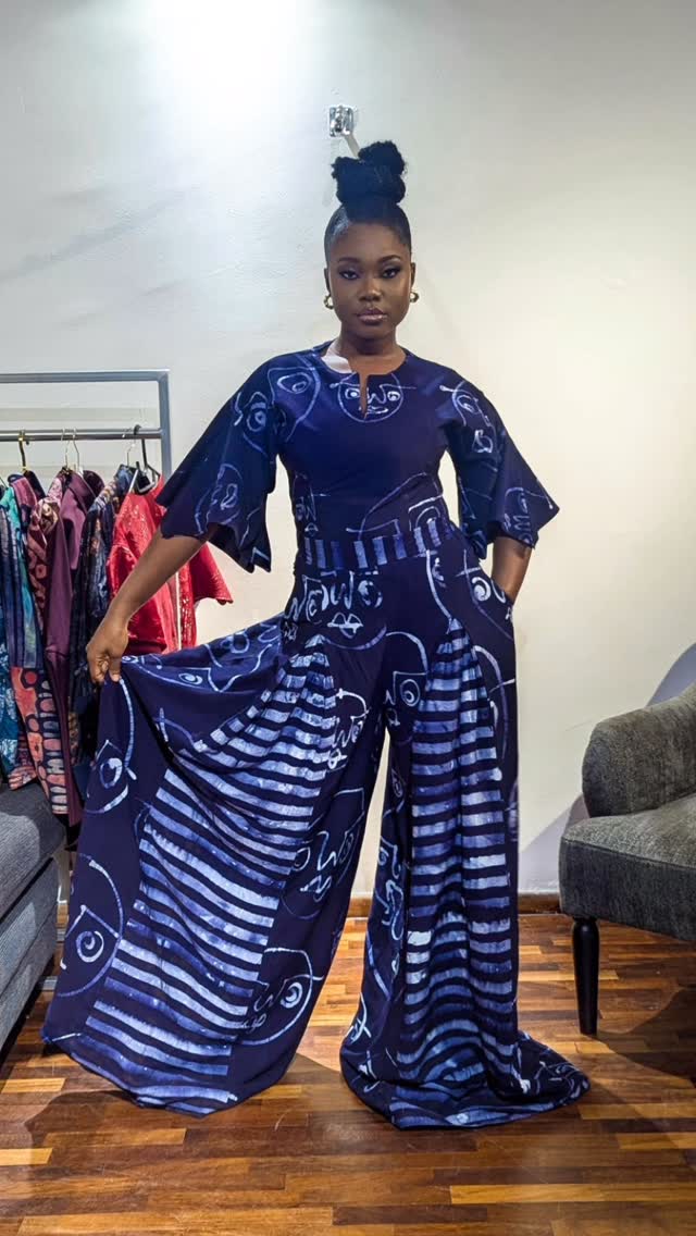 Indigo Adire Wide-Leg Set